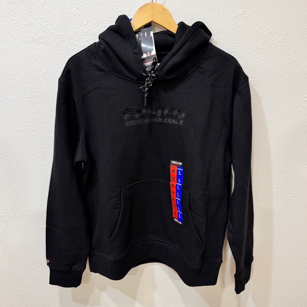 Costco Black Hoodie Black Embroidery Logo Unisex